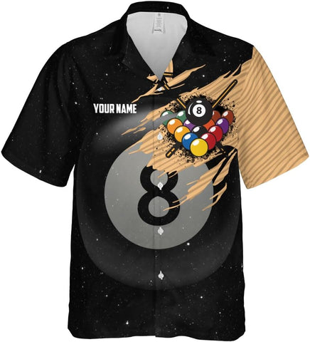 Personalized Billiard Hawaiian Shirt Button Down Custom Billiard Stick 8 Ball Pool Billiard Team Gift for Billiards