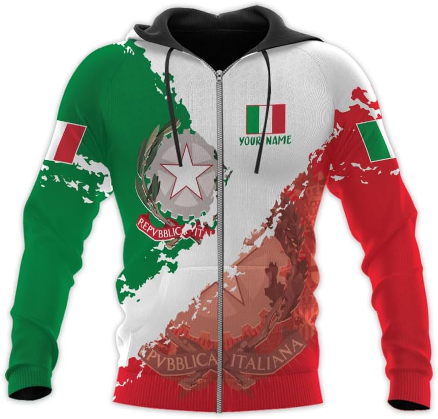 Ligthuy Personalized Name Italy Shirt 3D, Custom Italian Shirt Flag for Men and Women, Italia Shirt Soccer Unisex Size