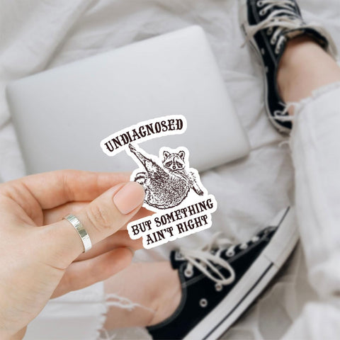 3Pcs Undiagnosed But Something Ain't Right Sticker Funny Raccoon Trash Panda Gift Undiagnosed But Something is Definitely Wrong Stickers Sarcastic Decal for Laptop Bottle Phone Car Hard Hat 3"
