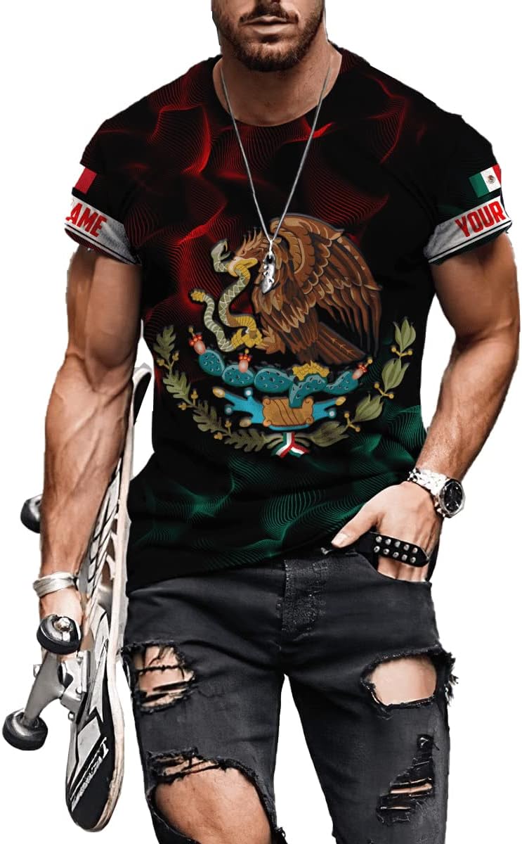 Personalized Name Mexican Shirts for Men, Customized Mexico Shirts for Men, Mexico Shirts for Women Mexico Shirt Eagle Flag