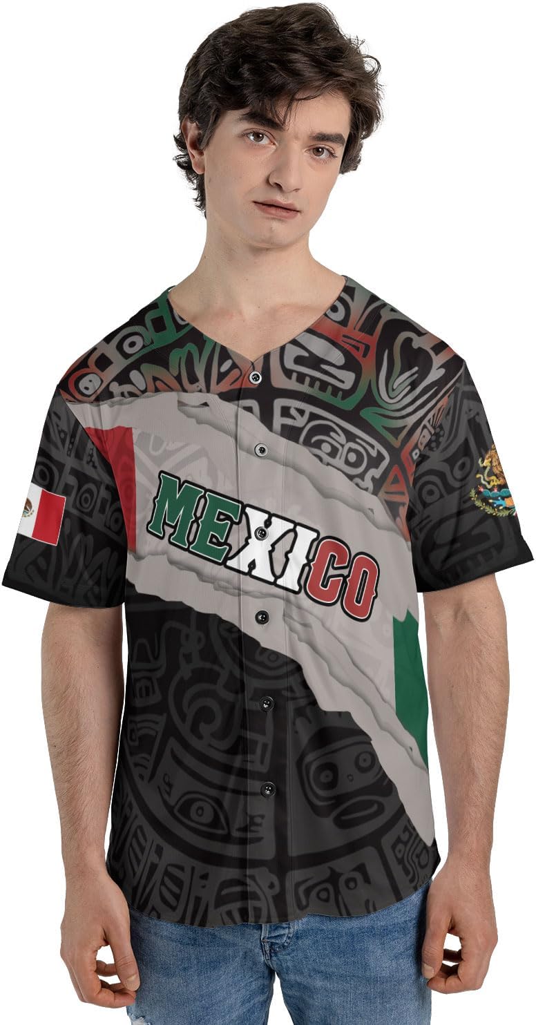 Mostprints Personalized Mexico Baseball Jerseys Mexican Eagle & Flag Shirt for Teams, Mexico Shirts for Men & Women Size S-5XL1