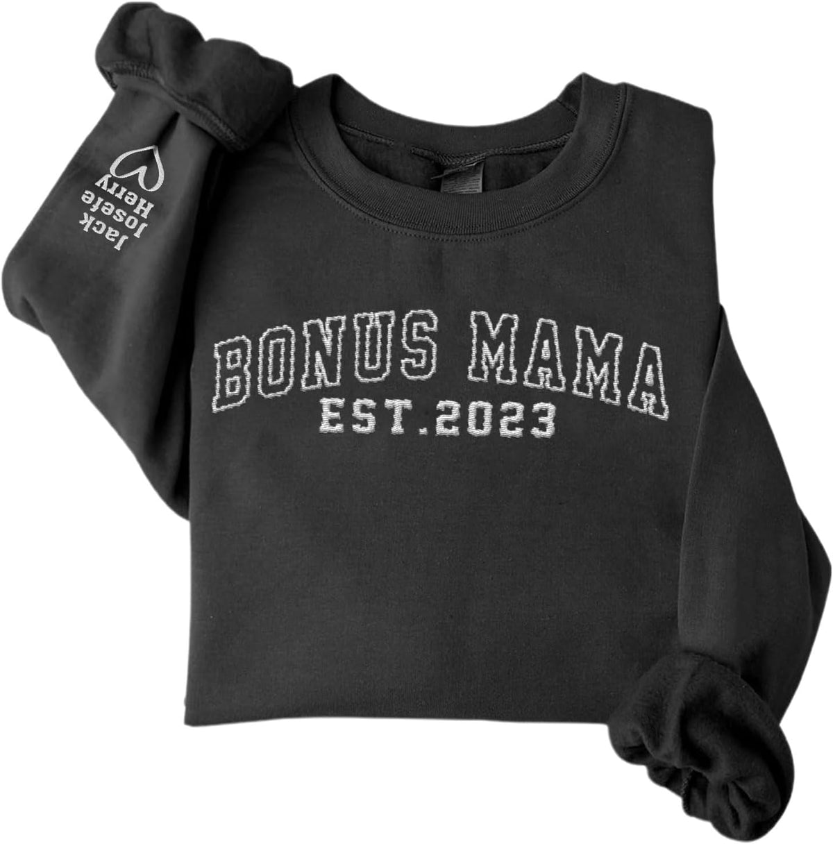 Personalized Bonus Mama Embroidered Sweatshirt, Bonus Mom Sweatshirt for Stepmom Step Mama Gifts Mother's Day 2024 (Cotton, SS183), Small-5X-Large