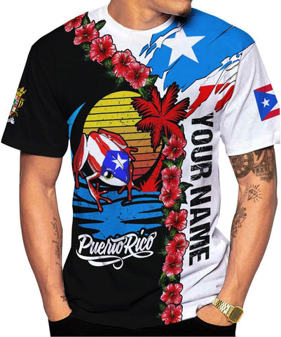 Suseaz Personalized Puerto Rico Shirts, Puerto Rican Pride Flag Tshirt Hoodie for Men and Women, Camisa Puerto Rico Shirt