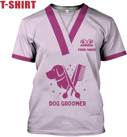 RoyalBro Personalized Dog Groomer Shirt Custom Dog Cat Grooming Stylish Shirts Groomers Tshirts Groomer Tshirt Men & Women (Style 5) Multicolor