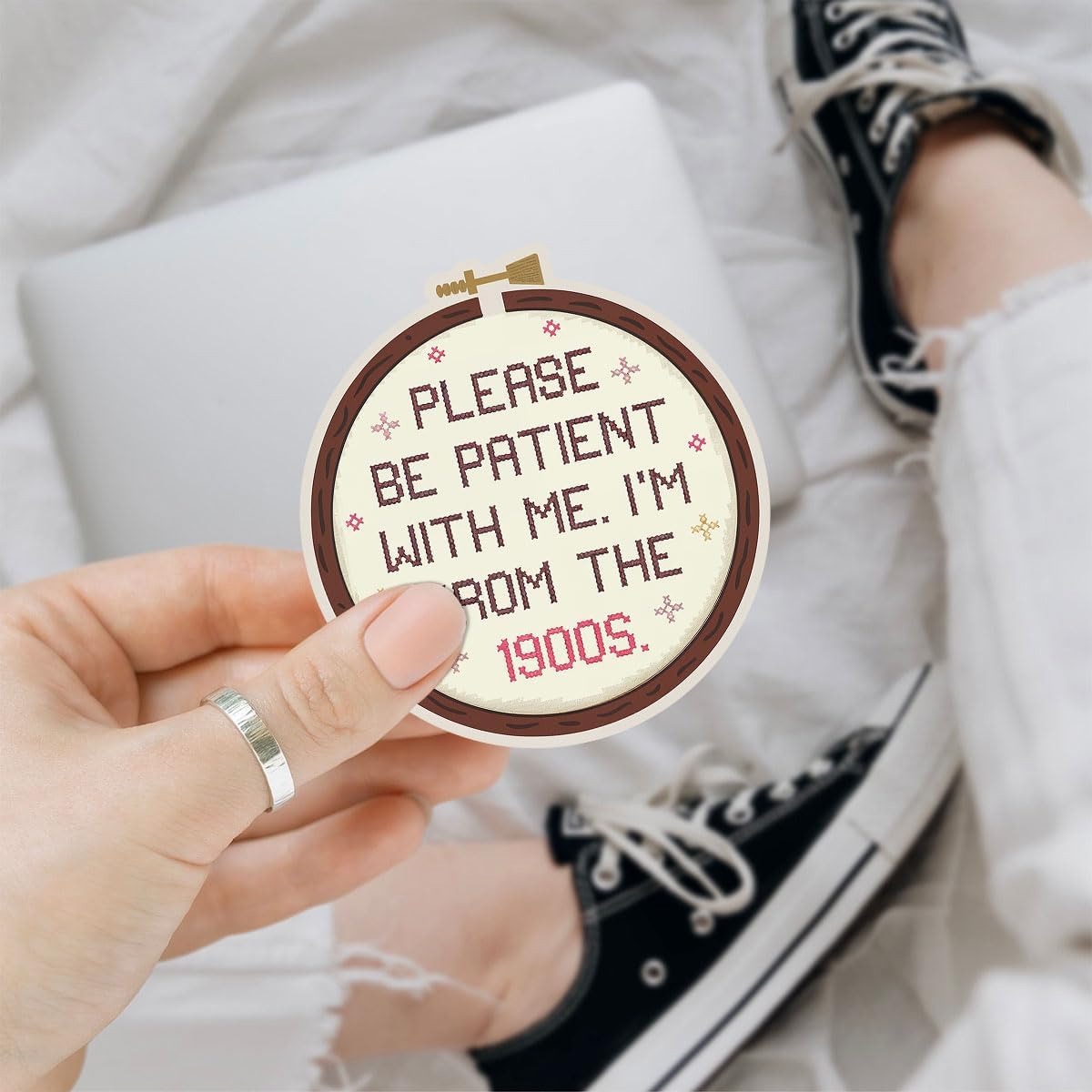 (3psc) Please Be Patient with Me I'm from The 1900s Sticker, Be Patient I'm from The 1900s Sticker for Patients, Funny Millennial Stickers 3" for Laptop Water Bottle Phone Helmet Window Kindle