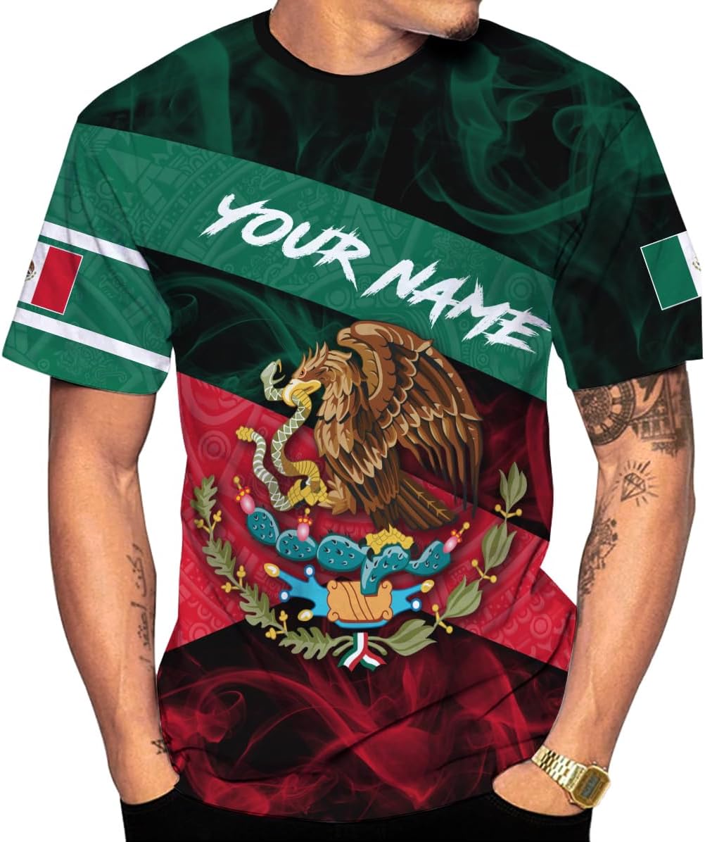 Mostprints Personalized Name Mexican Shirts for Men 3D, Customized Mexico Shirts for Men, Mexico Shirts for Women Mexico Shirt