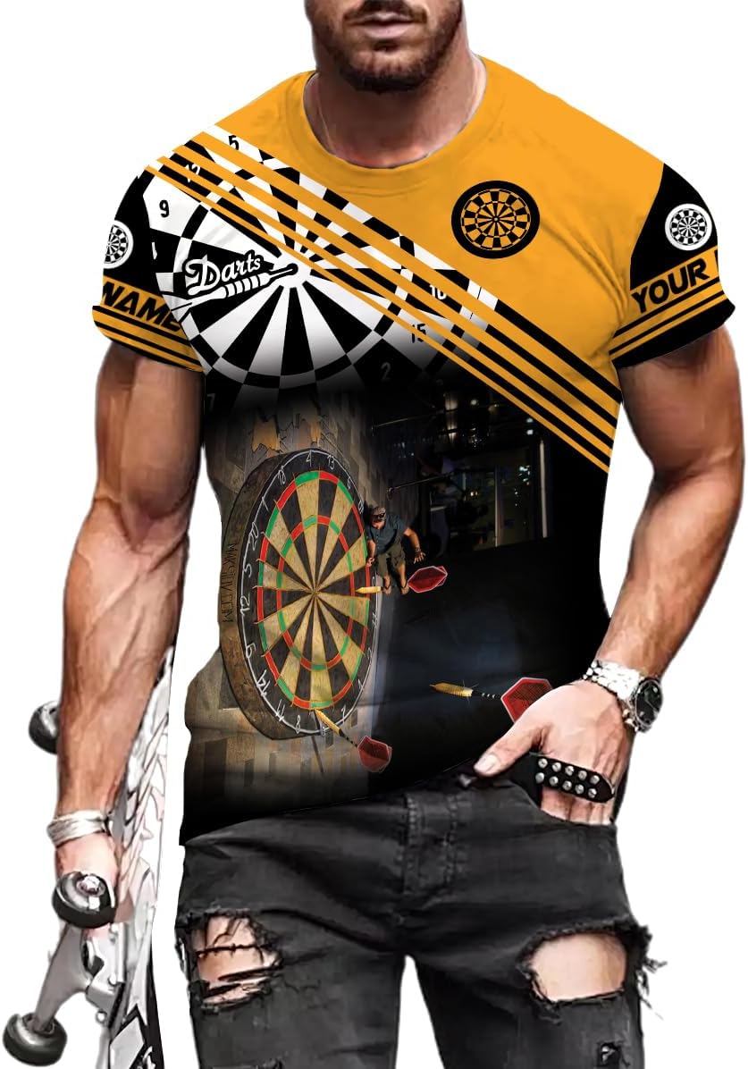 Personalized Name Dart Shirts 3D, Custom Mens Dart Shirts, Dart Shirts for Teams, Funny Dart T-Shirts for Men and Women