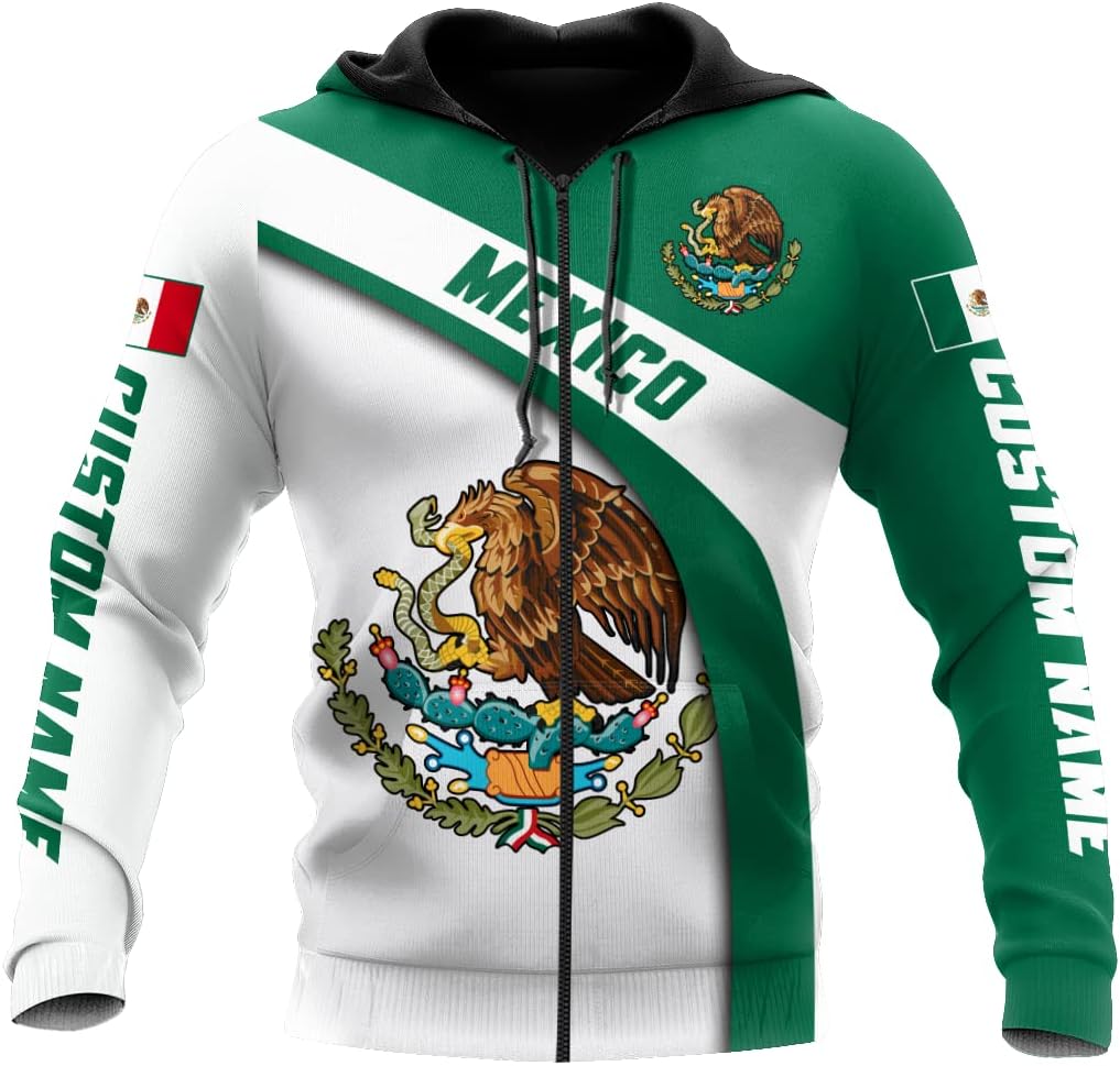 Personalized Name Mexican Hoodie 3D, Customized Mexican Hoodies for Men, Unisex Mexico Hoodie 3D, Mexico Hoodies for Men, Mexico Flag Gift for Women, T Shirt, Zip Up Hoodie, Sweatshirt HDM107