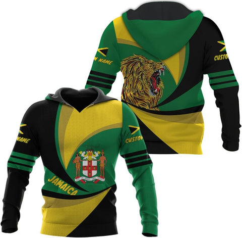 Personalized Jamaica Shirt Custom Jamaica Flag Lion Hoodie for Men and Women, Jamaican Pride Hoodie, Jamaicana Hoodie