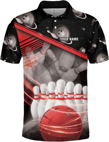 Custom Bowling Polo Shirt Personalized 3D Team Name Bowling Shirts for Men Women Jersey Unisex Bowler Short Sleeve Gift Tee