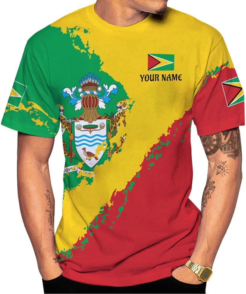 MoonArt Personalized Guyana Shirts - Guyanese Coat of Arms Flag 3D