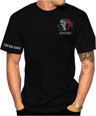 Mostprints Personalized Name Embroidered Mexico Tshirt, Customized Name Shirts Mexican US Flag, Mexico Shirt2