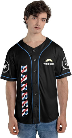 Personalized Barber Shop Baseball Jersey, Hairdresser Jersey, Barber Tools Hat