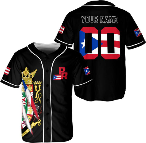 RoyalBro Personalized Puerto Rico Baseball Shirt - Custom Team Name, Puerto Rican Baseball Jersey for Men