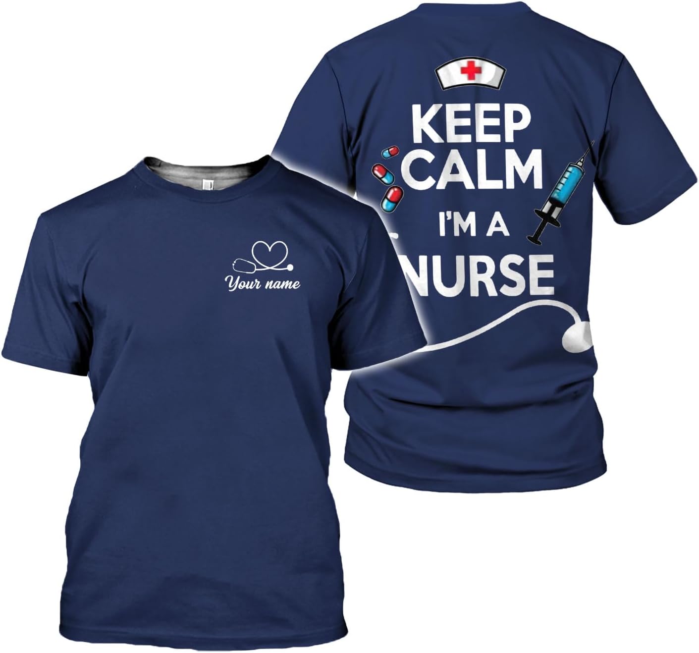 Custom Nurse 3D Shirt Personalized RN CNA Emergency Medical Technician Gift Nursing Emergency Shirts Registered Nurse Shirt