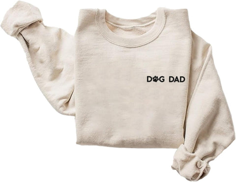 Personalized Embroidered Dog Dad Crewneck Sweatshirt, Custom Dog Dad Shirt Gift for Men (Cotton + Polyester, SS2)