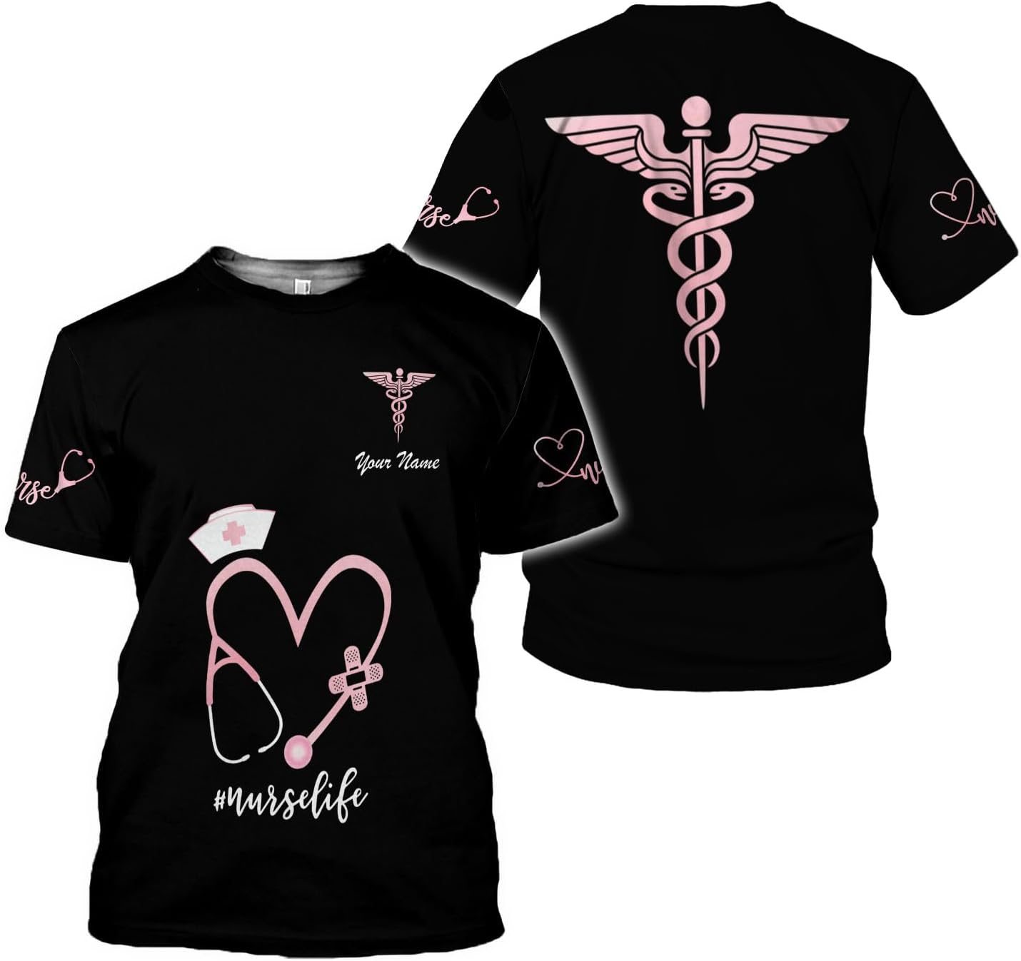 Woseprints Personalized Name 3D Nurse Shirts, Emergency Nurse T-Shirt Gifts