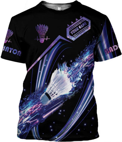 Personalized Badminton Shirt 3D Over Print, Badminton Players T-Shirt, Badminton Sport Uniform Shirt for Men S-5XL (BMT 1)