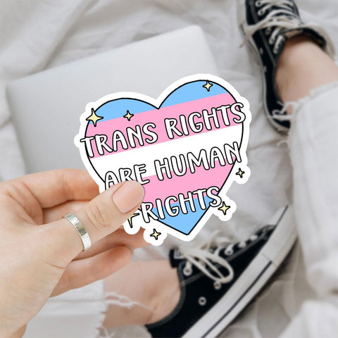 3 Pcs Trans Rights are Human Rights Sticker, Equality Bumper Sticker, Trans Human Rights Ally Stickers - Vinyl Sticker 3x3 for Water Bottles Laptop Phone Car Helmet Hard Hat