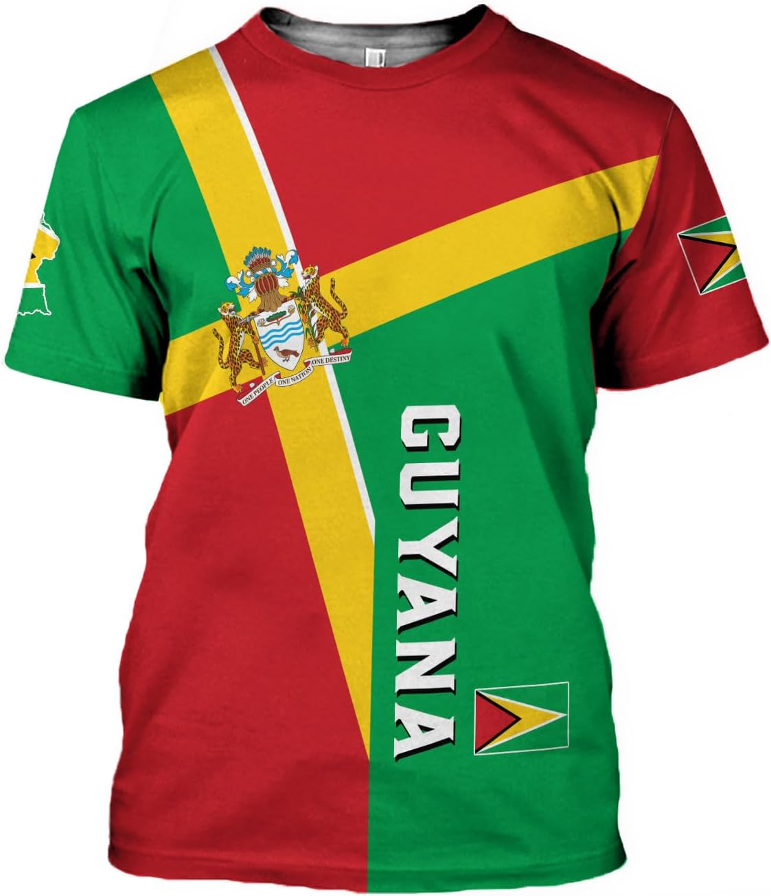 MoonArt Personalized Guyana Shirts - Guyanese Coat of Arms Flag 3D