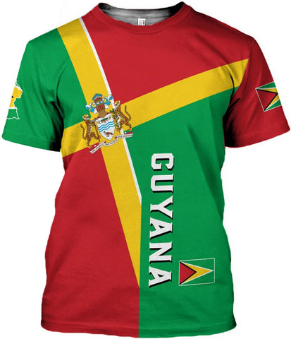 MoonArt Personalized Guyana Shirts - Guyanese Coat of Arms Flag 3D