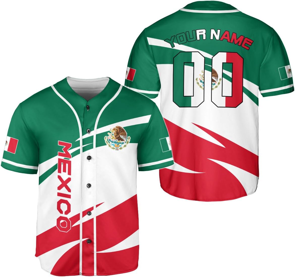 RoyalBro Personalized Mexico Baseball Jersey, Mexican Jersey for Men & Women, Mexican Flag Jersey, Mexico Shirt Camisa