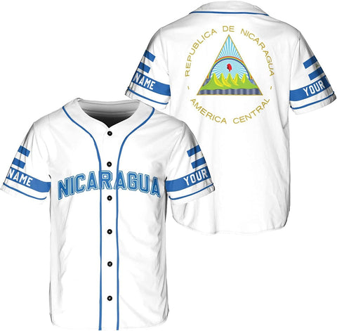 AOVL Personalized Nicaragua Baseball Jersey, Custom Nicaragua Baseball Jersey for Men & Women, Nicaraguan Camisas Shirt