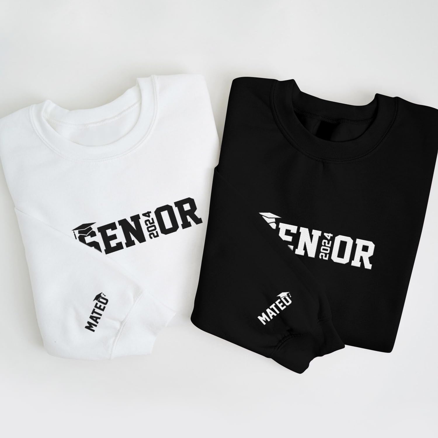 Personalized Senior Class of 2024 Embroidered Sweatshirt, 2024 Graduation Gifts, Senior 2024 Graduation Shirt (Cotton, SS206), Small-5X-Large