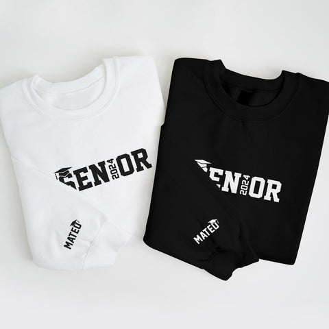 Personalized Senior Class of 2024 Embroidered Sweatshirt, 2024 Graduation Gifts, Senior 2024 Graduation Shirt (Cotton, SS206), Small-5X-Large