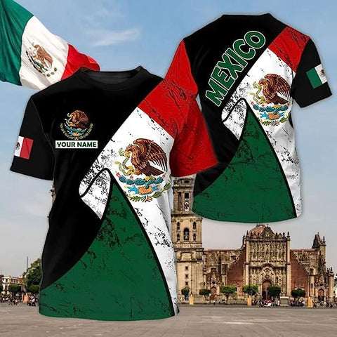 RoyalBro Personalized Mexico Shirt, Camisas de Mexico Customized Mexican Shirts Mexican Flag Mexico 3D Shirt for Men Women