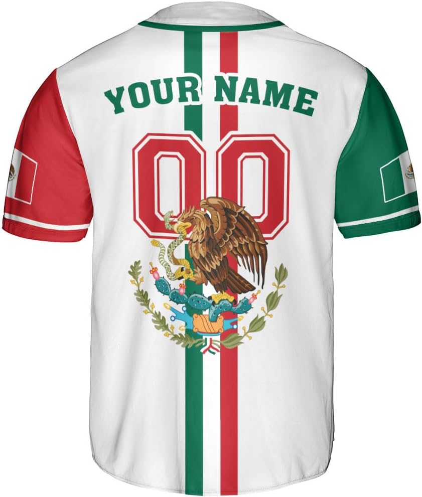 Mostprints Custom Mexico Baseball Jerseys Mexican Eagle & Flag Shirt for Teams, Mexico Shirts for Men & Women Size S-5XL