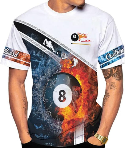 AOVL Personalized Billiard Shirts 3D Billiard Shirt Custom Billiard Flag Shirt Men's Pool Billiards Shirt 8 Ball Men Women
