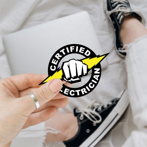 3 Pcs Certified Electrician Sticker, Electrician Pride Sticker, Power Line Worker Gift Electrician Job Stickers 3 Inches Gift for Water Bottle Laptop Phone Helmet Kindles Tumbler