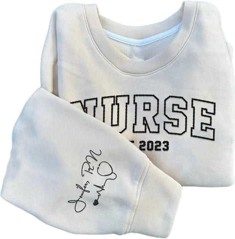 AOVL Personalized Embroidered Nurse Sweatshirt Women Nurse Sweatshirt Embroidered Sweatshirt For Nurse Nurse Shirts Gift