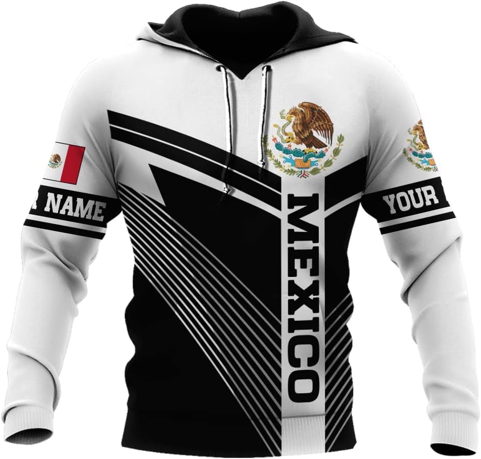 Personalized Name Mexican Hoodie 3D, Customized Mexico Hoodies for Men & Women