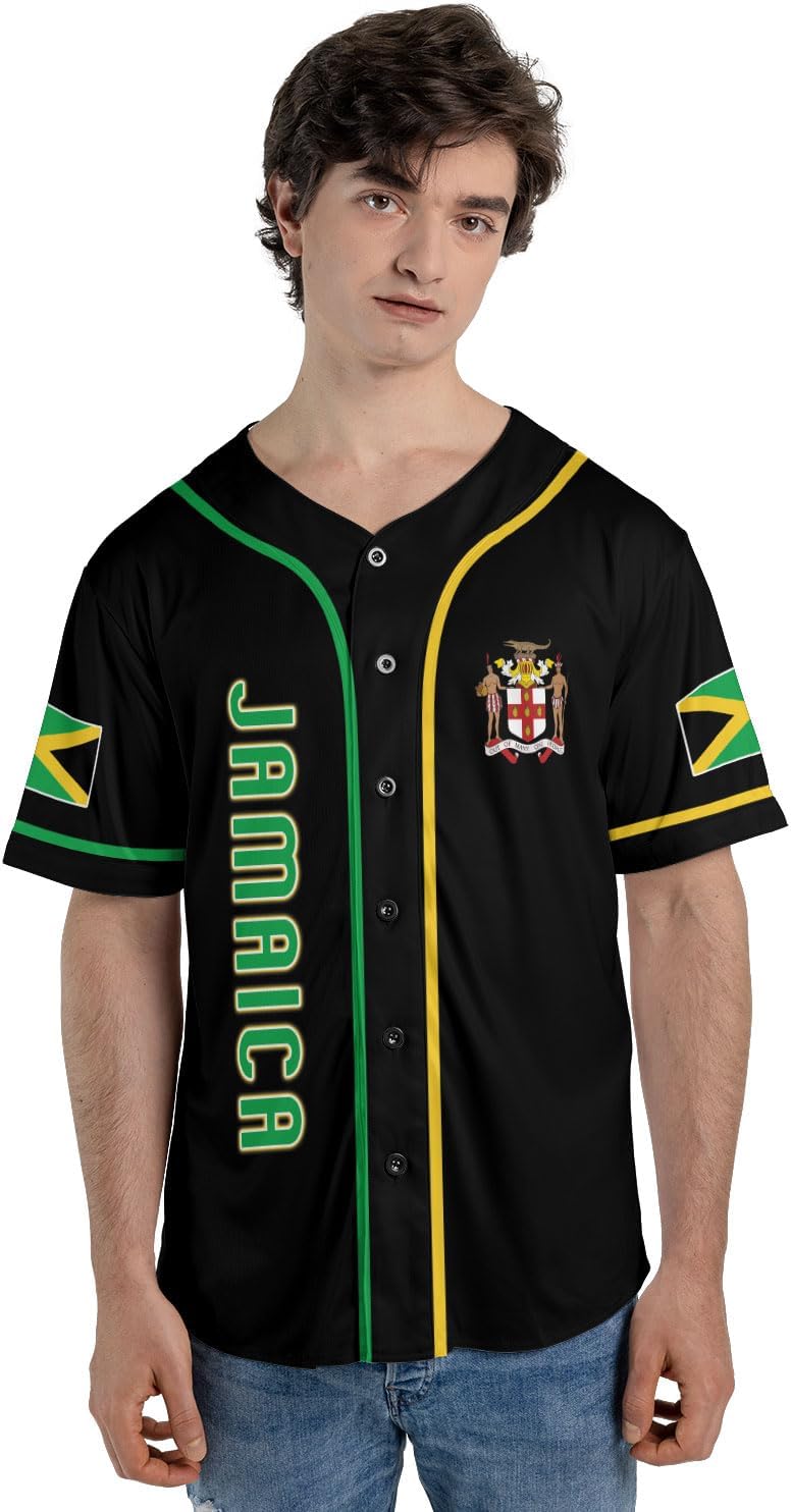 Personalized Jamaica Baseball Jersey Shirt, Custom Team Name Jamaican Baseball Jersey for Men and Women, Jamaica Country