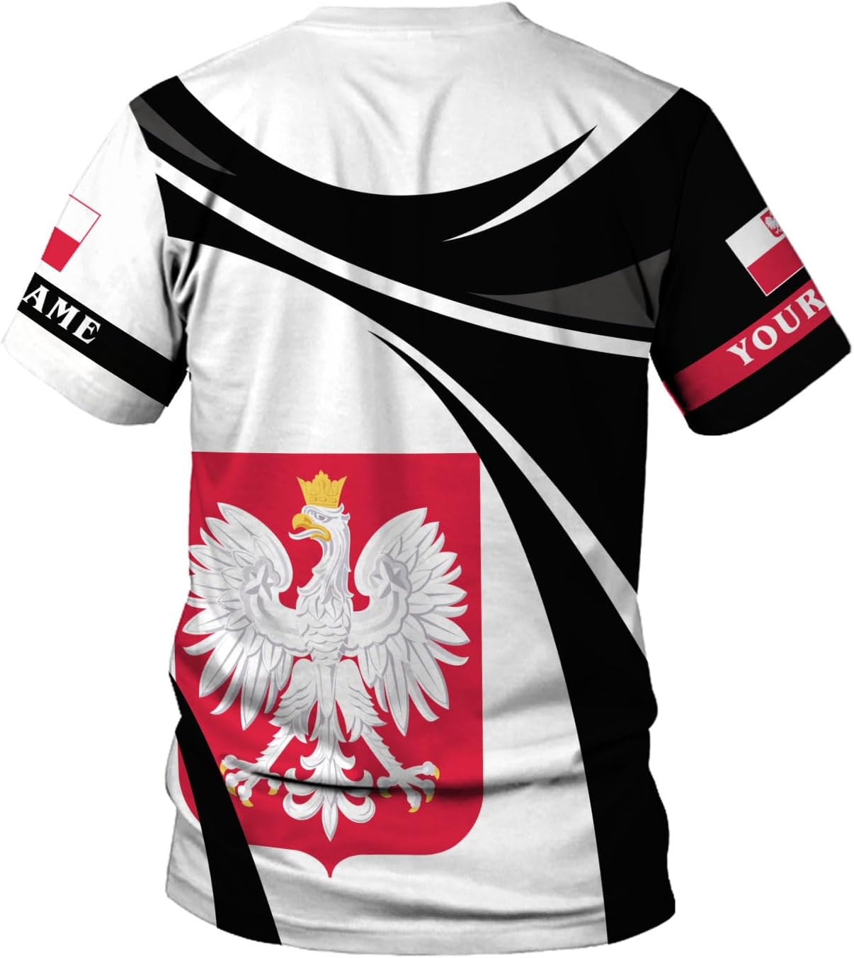 MoonArt Personalized Name Poland Shirt 3D, Poland Pride Shirts, Retro-Feel Polish Eagle Polska Unisex T-Shirt Polish Eagle