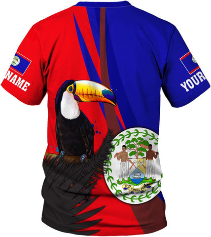 Artparel Personalized Belize Shirt Coat of Arms of Belize Flag Shirts Belizean Country Flag Gift T-Shirt Belizean Shirt S-5XL