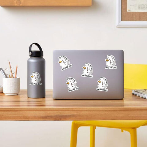 3 Pcs Duck Around and Find Out Sticker, Duck with Knife Sticker, Cute Duck Fuck Around and Find Out FAFO Sticker- Vinyl Sticker 3 Inches for Water Bottles Laptop Phone Car Window Helmet
