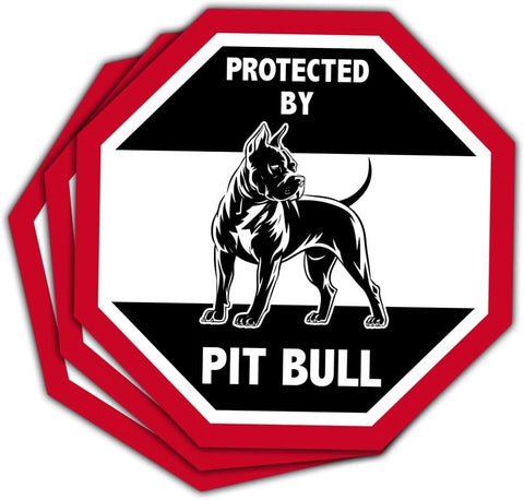 (3PCS) Protected by Pit Bull Sticker Stickers-Beware of Pitbull Sign, Guard Dog Vinyl Decal for Car, Home & Laptop – Durable Outdoor Pitbull Bumper Sticker, Vinyl Decal - 3 Inch