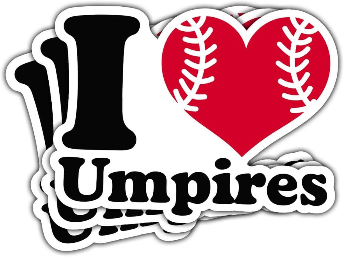 3 Pcs I Love Umpires Baseball Sticker, Baseball Catcher Blue Umpire Sticker, Baseball Lovers Stickers 3 Inches Gift for Water Bottle Laptop Phone Helmet Kindles Tumbler