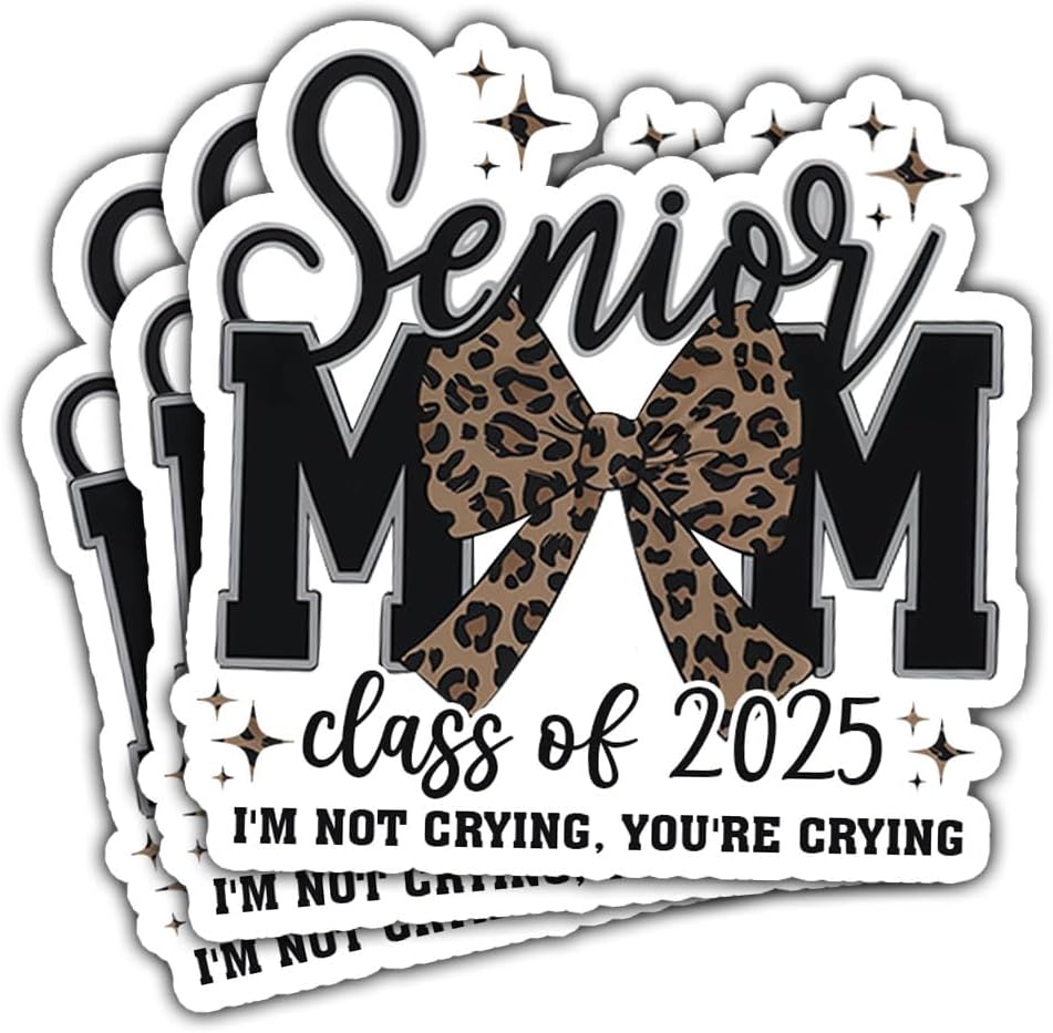 3Pcs Senior Mom Class of 2025, Mother of College or High School Graduate, School Pride Decal for Laptop Water Bottle Phone Case Car Window Helmet Vinyl Stickers 3"x3"