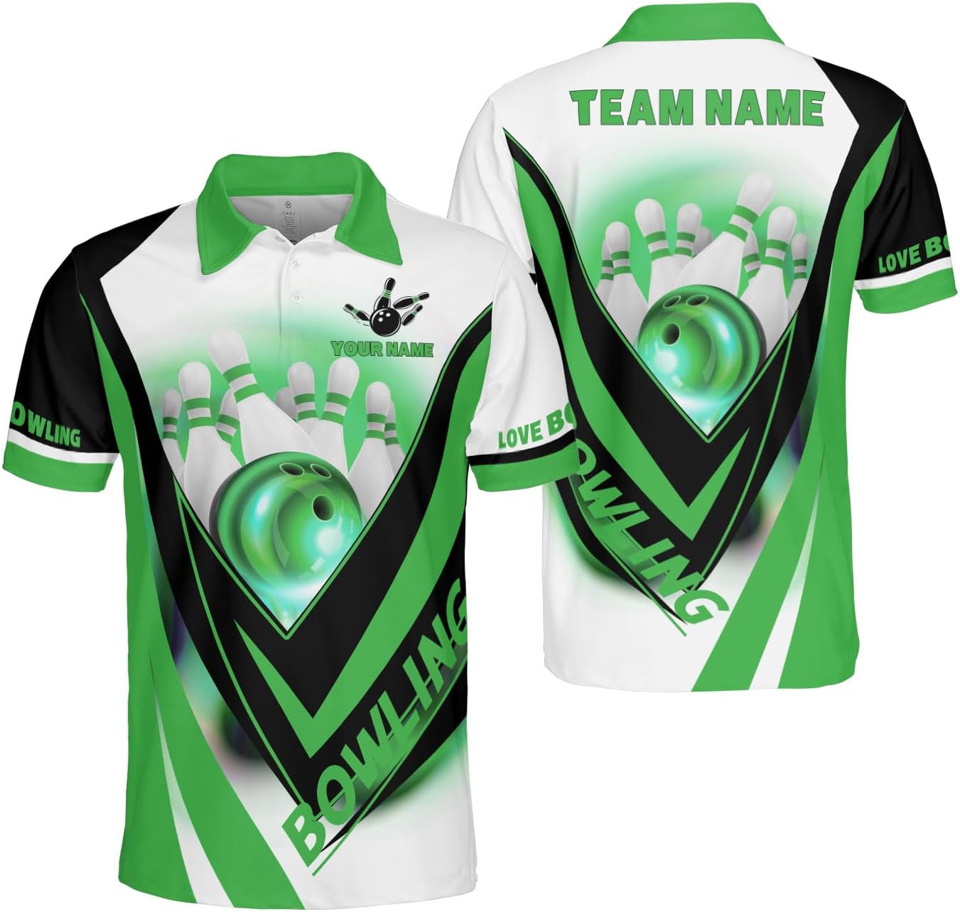 Ligthuy Personalized Name Bowling Polo Shirts 3D for Men and Women, Bowling Shirt, Bowling Shirts for Men Team Bowling Shirt