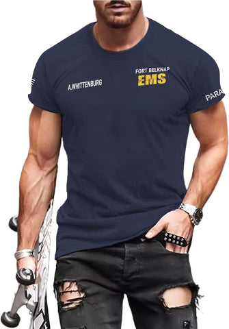 Vybonz Personalized EMS EMT Student Paramedic T-Shirt 3D Emergency Medical Technician Shirt, Custom Name Dept Tshirt Gift