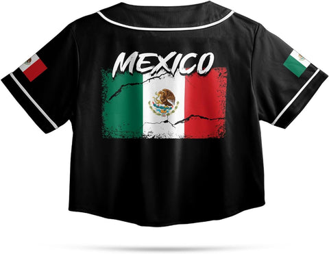 Custom Mexico Flag Crop Top Baseball Jersey Shirt Woman Playeras De Mexico 3D Personalized Mexican Jersey Shirts for Women