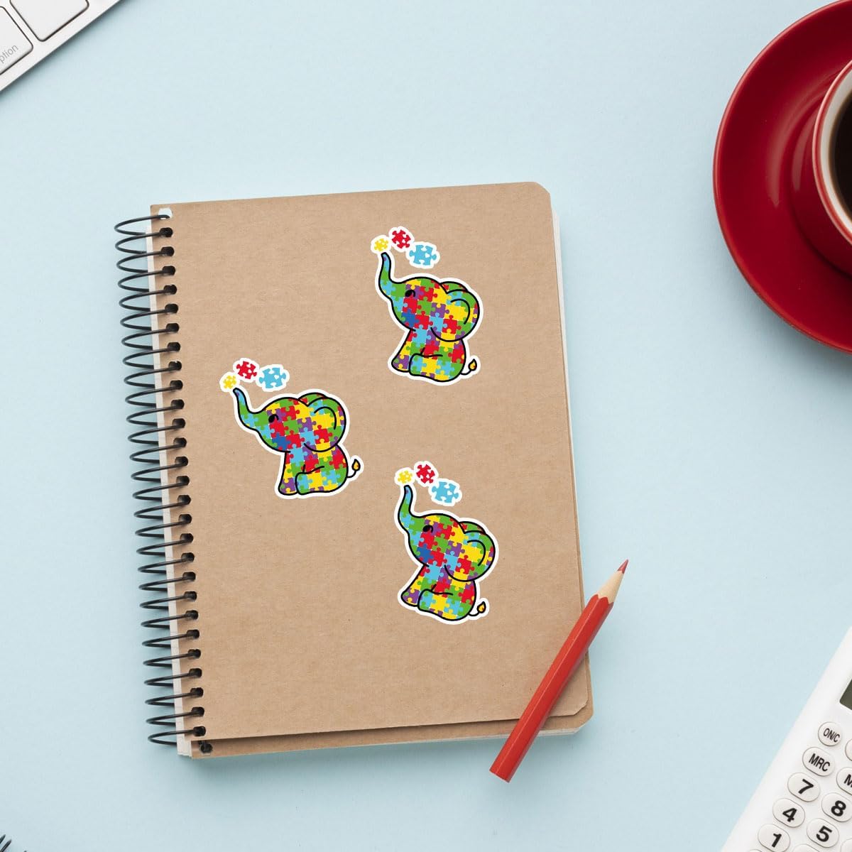(3PCs) Autism Awareness Elephant Vinyl Sticker, Cute Elephant Puzzle Piece Sticker Vinyl Decal, Autism Awareness Waterproof Sticker - Stickers for Laptop Water Bottle Phone Car Helmet 3"