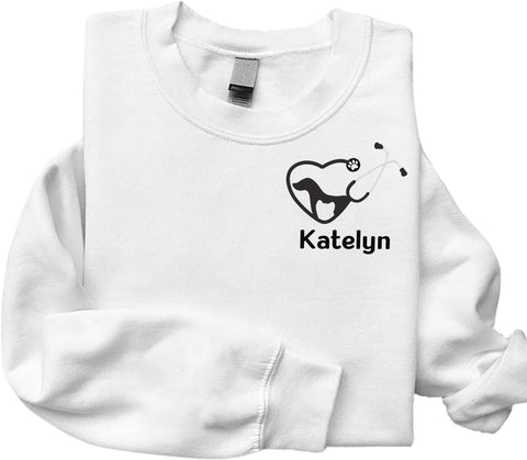 Personalized Veterinarian Embroidered Sweatshirt, Custom Vet Tech Shirt, Veterinary Technician Week Gifts, Veterinary Gifts