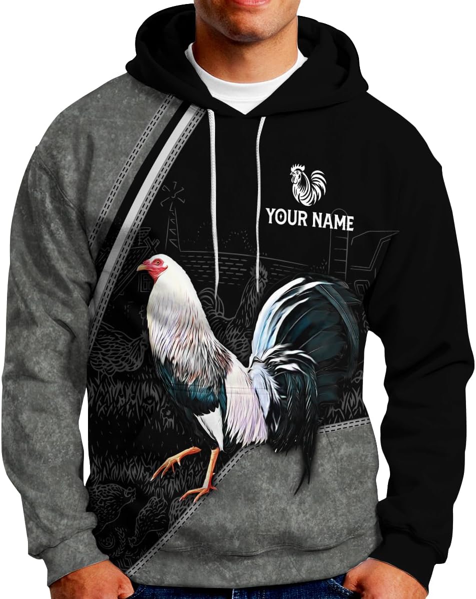 Mostefy Personalized Name Rooster Hoodie 3D, Gallos De Pelea, Chicken Sweatshirt, Chicken Hoodie for Men and Women S-5XL
