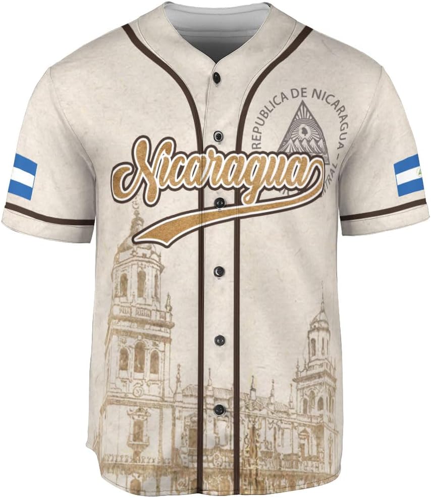 Personalized Nicaragua Baseball Jersey, Custom Nicaragua Baseball Jersey for Men & Women, Nicaraguan Camisas Shirt