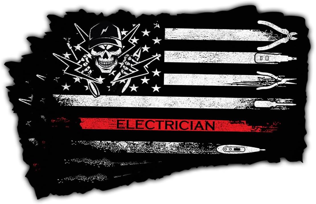 3 Pcs Electrician American Flag Sticker, Power Lineman Sticker, Electrical Worker Gifts, American Flag Electrician Tools Toolbox Stickers 3 Inches for Water Bottle Laptop Phone Helmet Kindles Tumbler